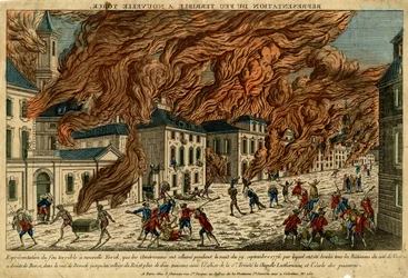 Representación del terrible incendio en Nueva York, 19 de septiembre de 1776